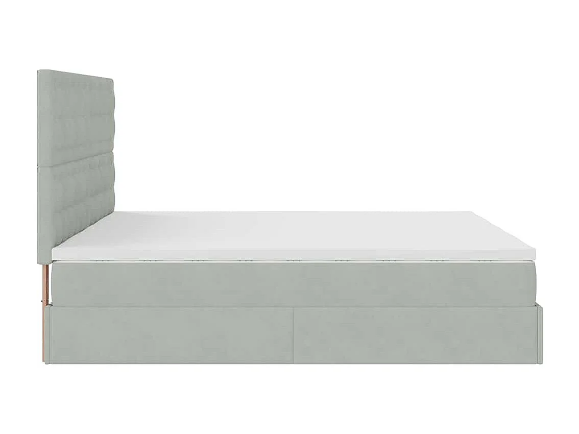 Cadre de lit ottoman et matelas gris clair 180x200cm velours