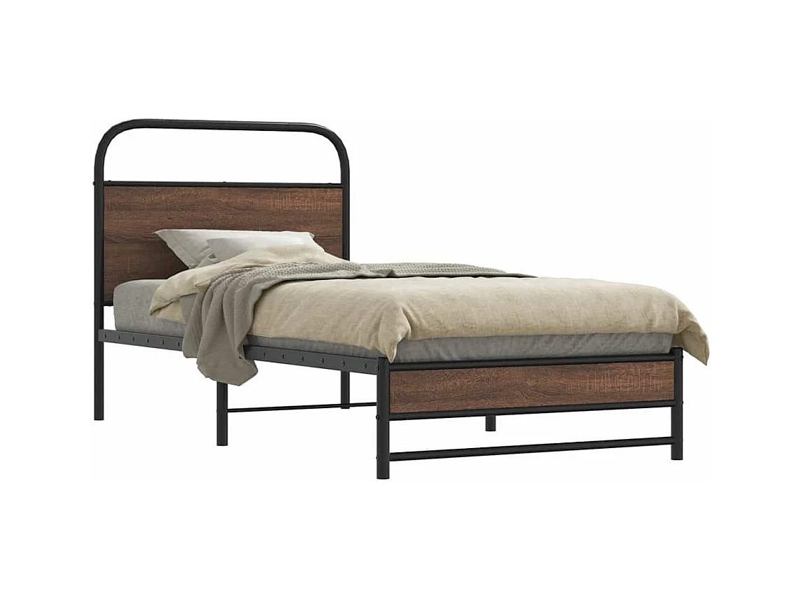 Estructura de cama sin colchón 100x200 cm madera marrón roble