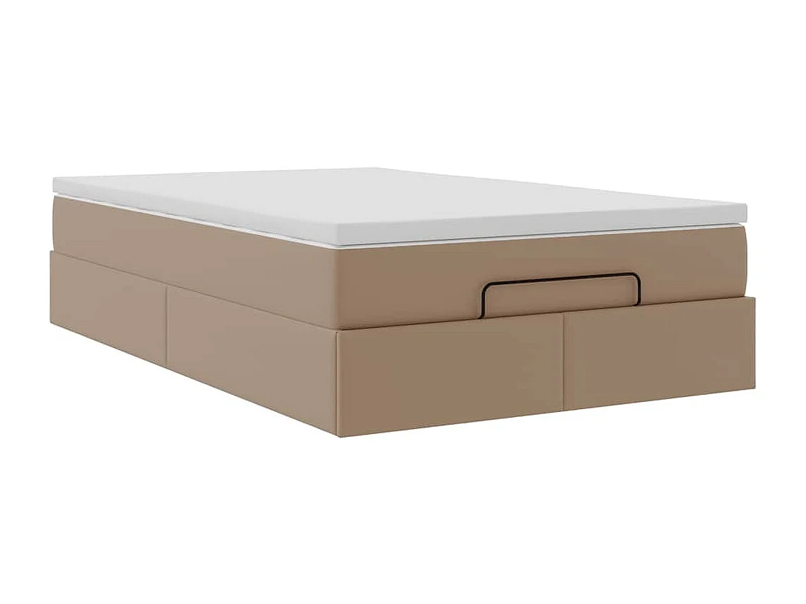 Cadre de lit ottoman et matelas cappuccino 120x200cm similicuir