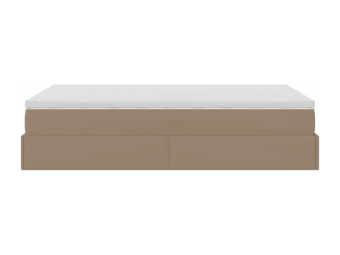Cadre de lit ottoman et matelas cappuccino 120x200cm similicuir