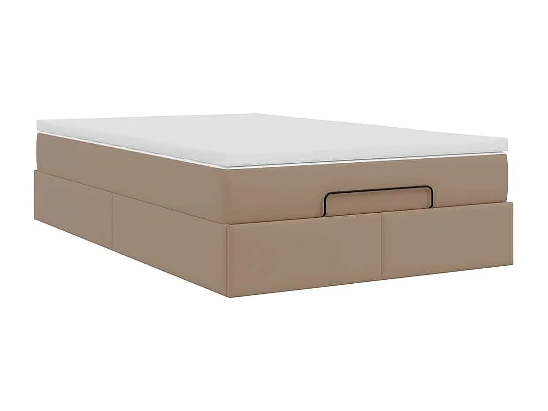 Cadre de lit ottoman et matelas cappuccino 120x200cm similicuir