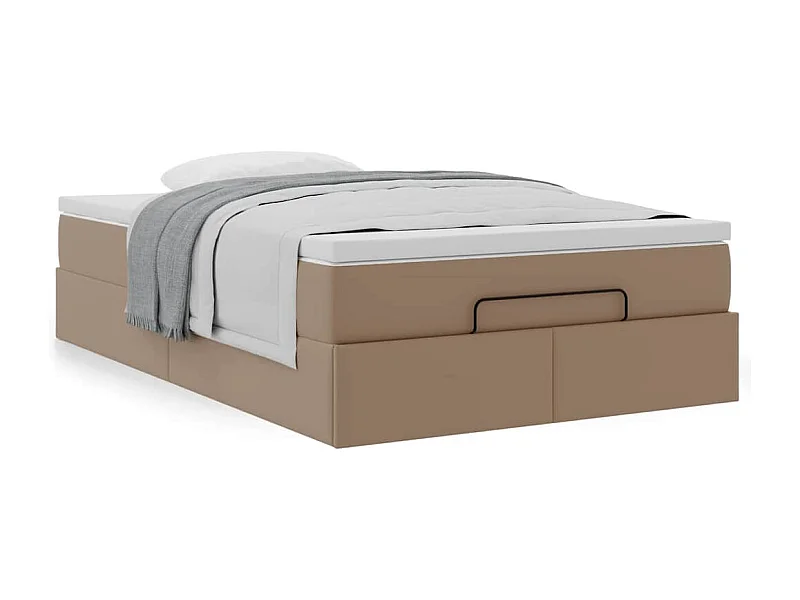 Cadre de lit ottoman et matelas cappuccino 120x200cm similicuir