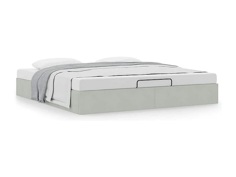 Cadre de lit ottoman sans matelas gris clair 200x200 cm velours