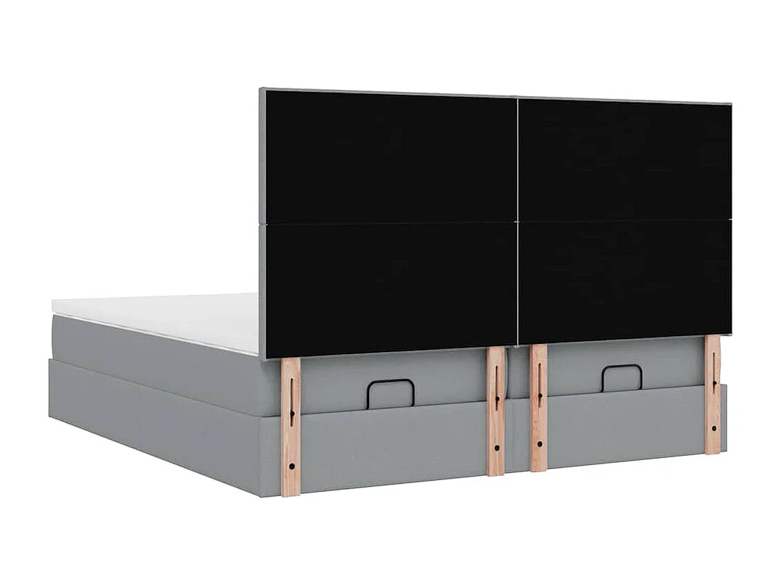 Cadre de lit ottoman et matelas gris clair 200x200cm tissu