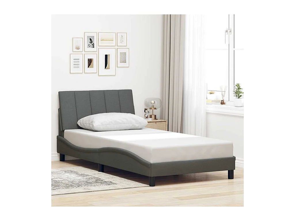 Bedframe zonder matras "Hanko" 100x200 cm stof donkergrijs