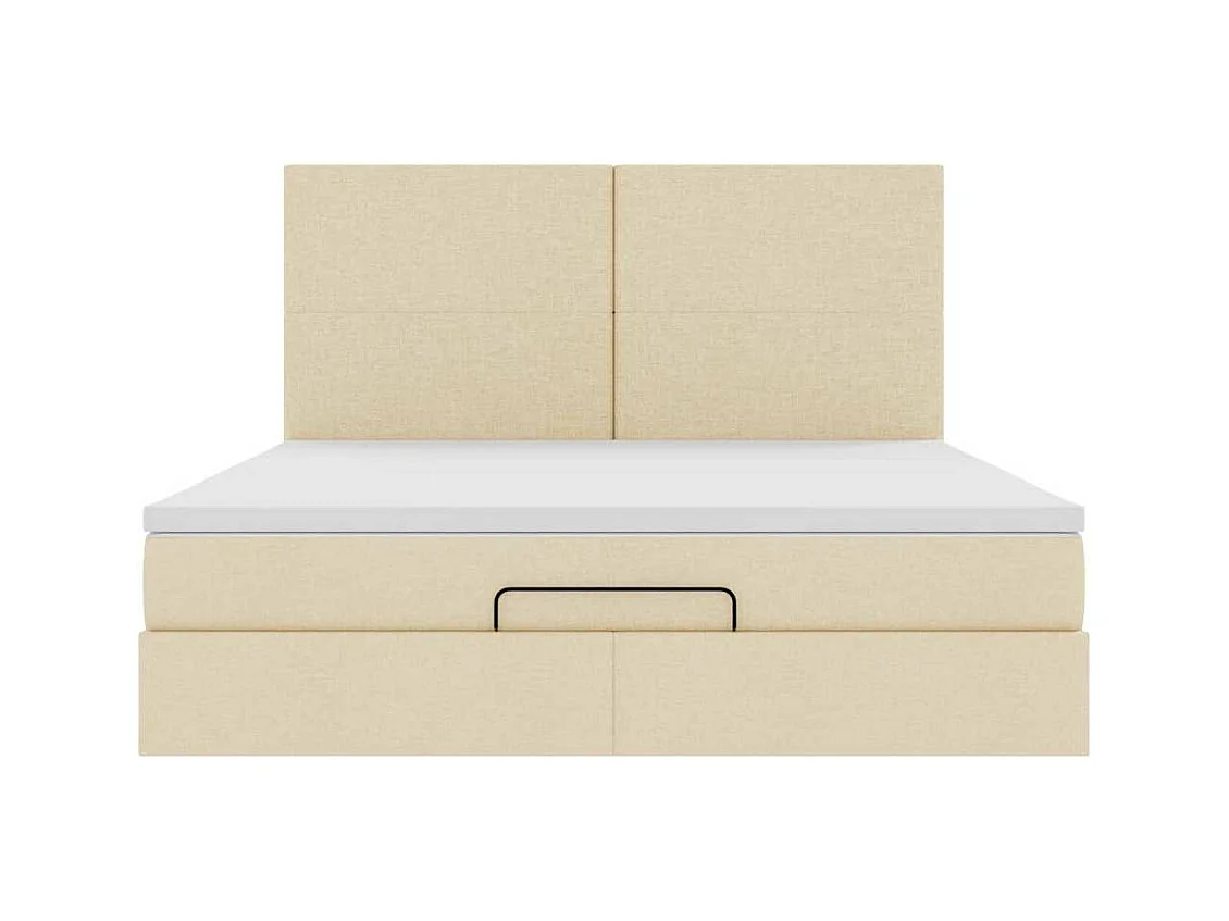Estrutura de cama otomana com colchão tecido creme 160x200cm