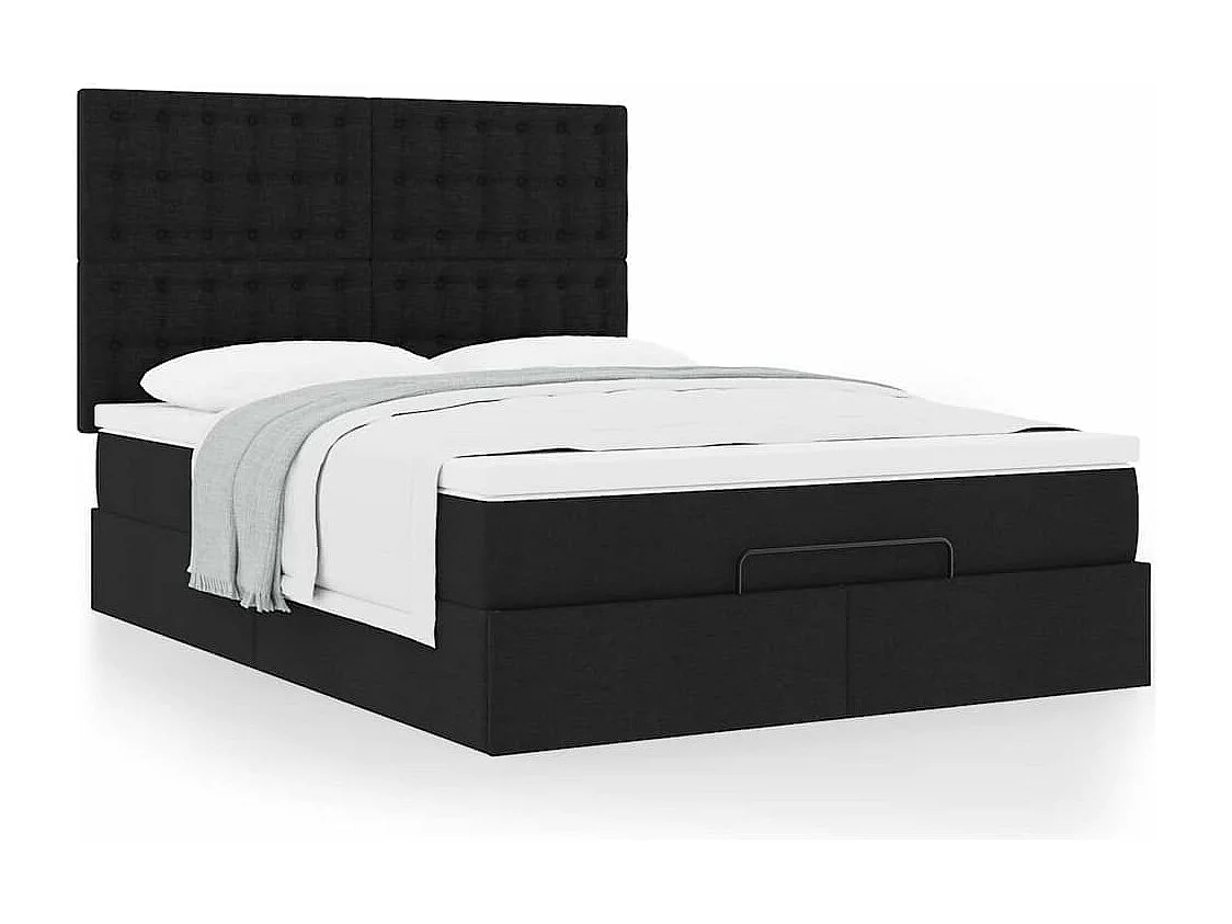 Ottoman bed met matras 140x200cm stof zwart