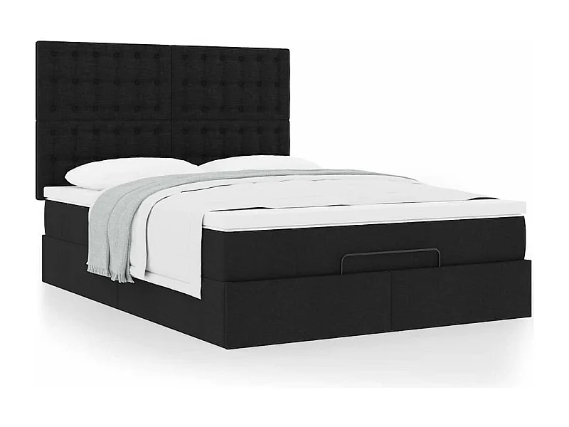 Ottoman bed met matras 140x200cm stof zwart