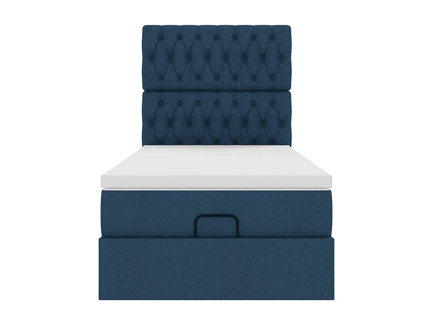 Cadre de lit ottoman avec matelas bleu 90x190 cm tissu