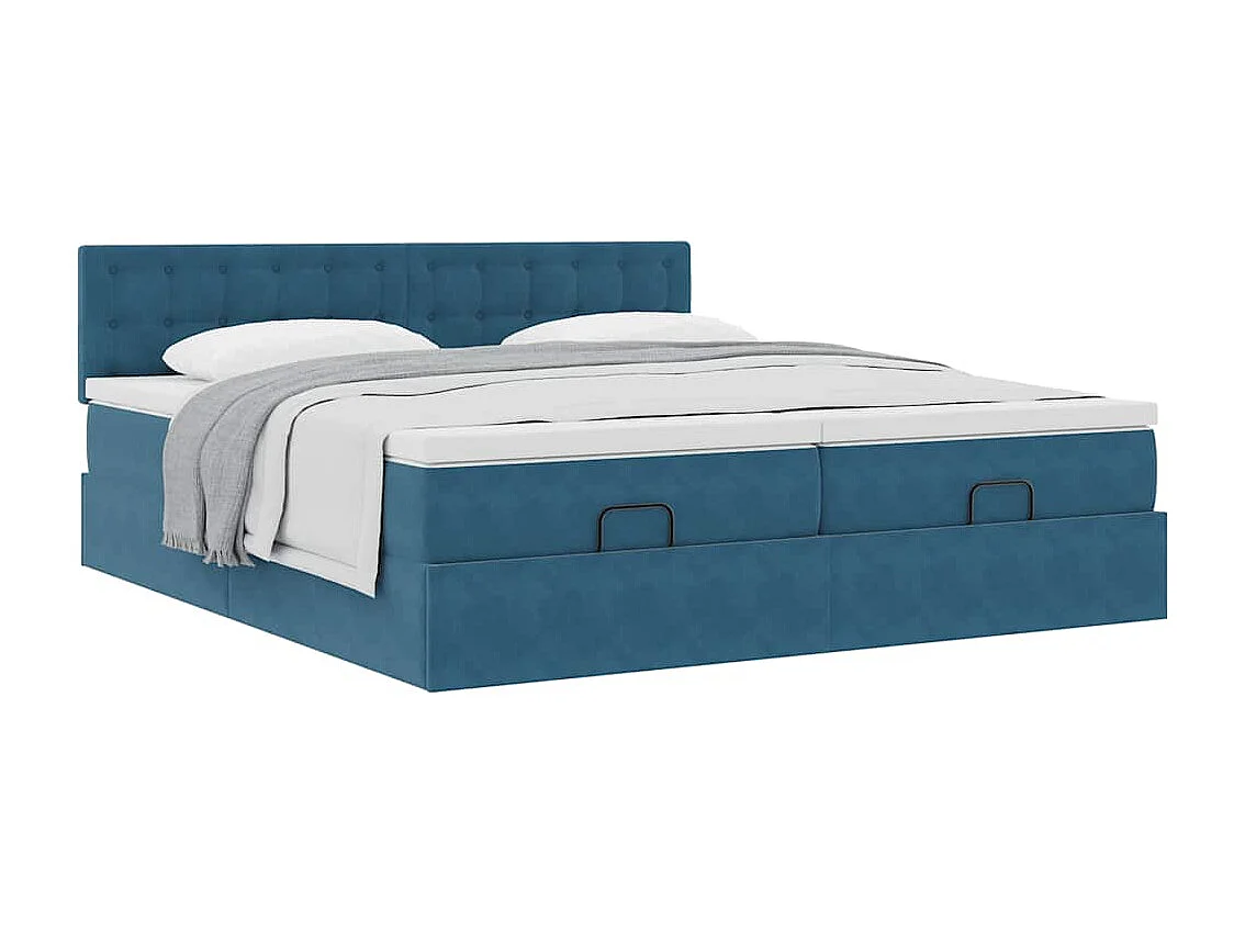 Ottoman bed met matrassen 180x200cm fluweel donkerblauw
