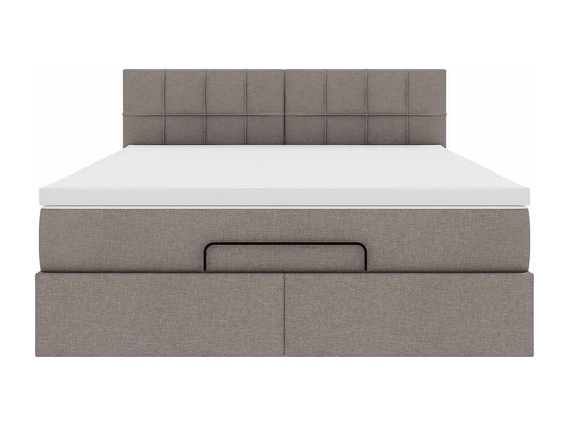 Estructura de cama otomana colchón tela gris pardo 140x200cm