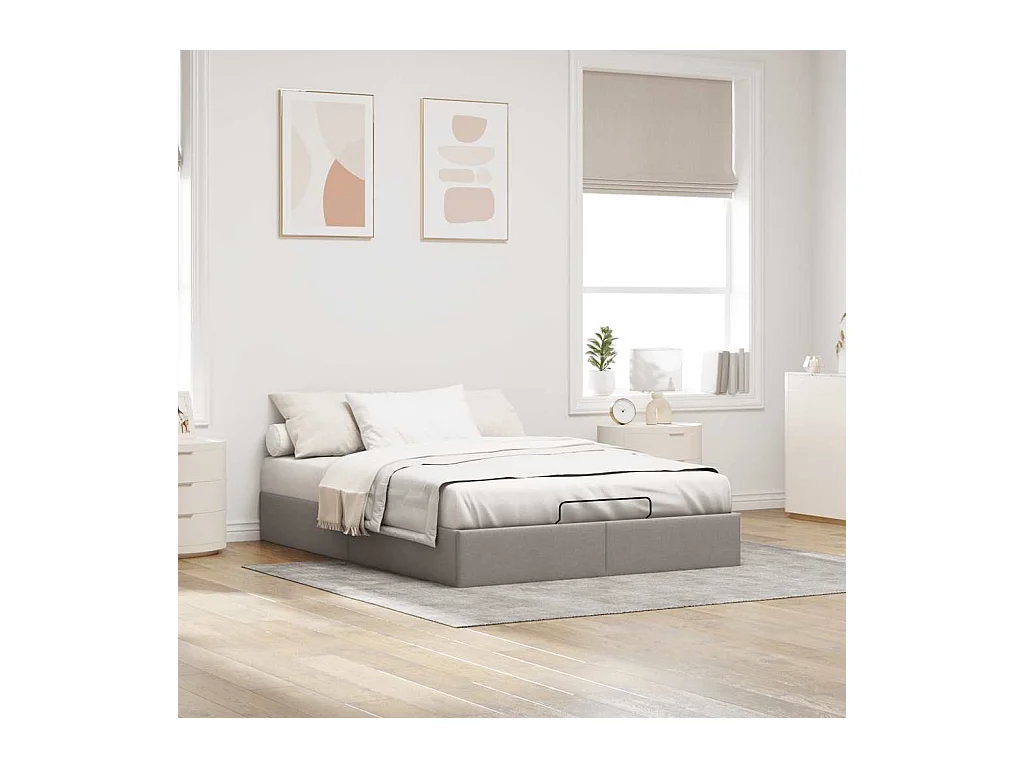 Cadre de lit ottoman sans matelas taupe 140x200 cm tissu