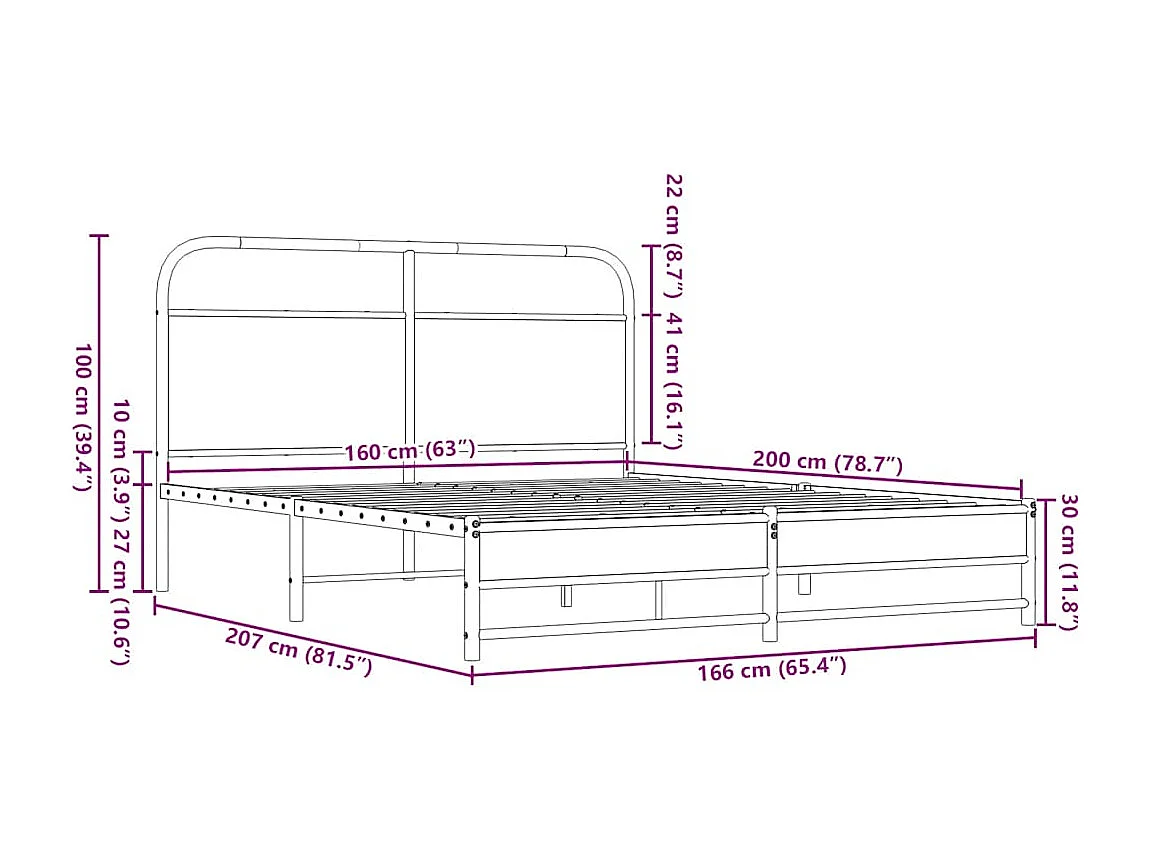 Estrutura cama sem colchão derivados madeira carvalho castanho