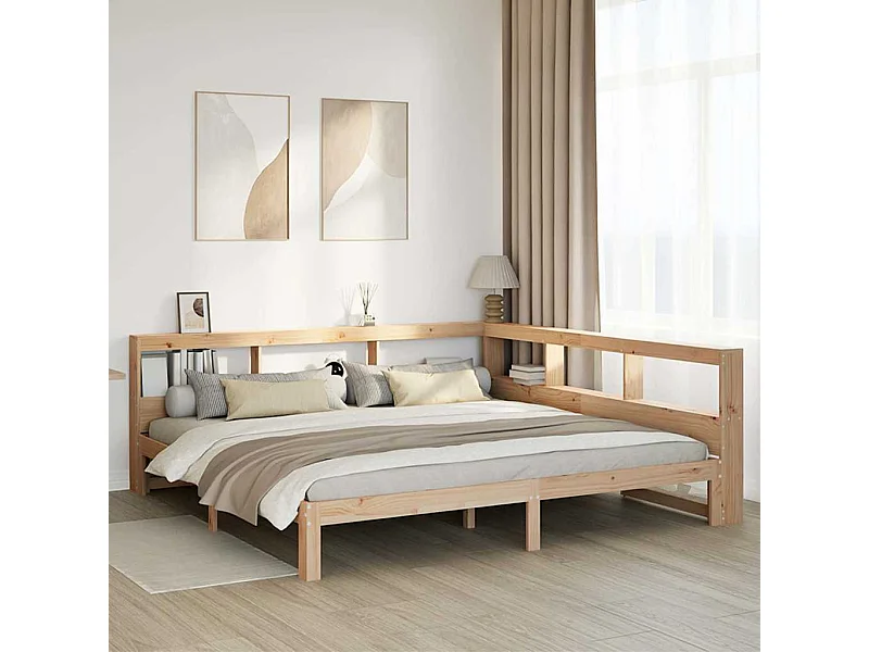 Lit bibliothèque sans matelas 180x200 cm bois massif de pin