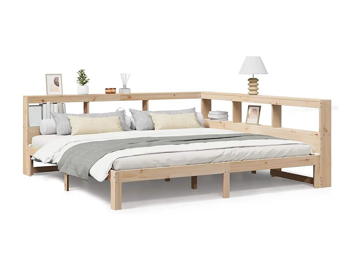 Lit bibliothèque sans matelas 180x200 cm bois massif de pin