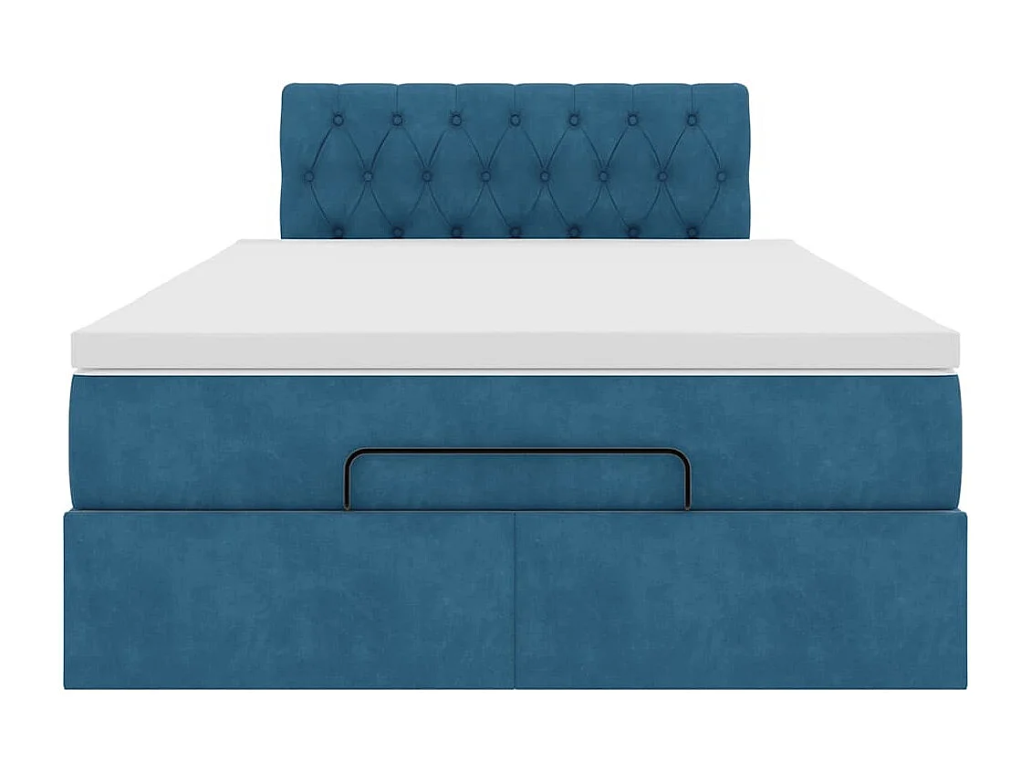 Cadre de lit ottoman avec matelas bleu foncé 120x190 cm velours