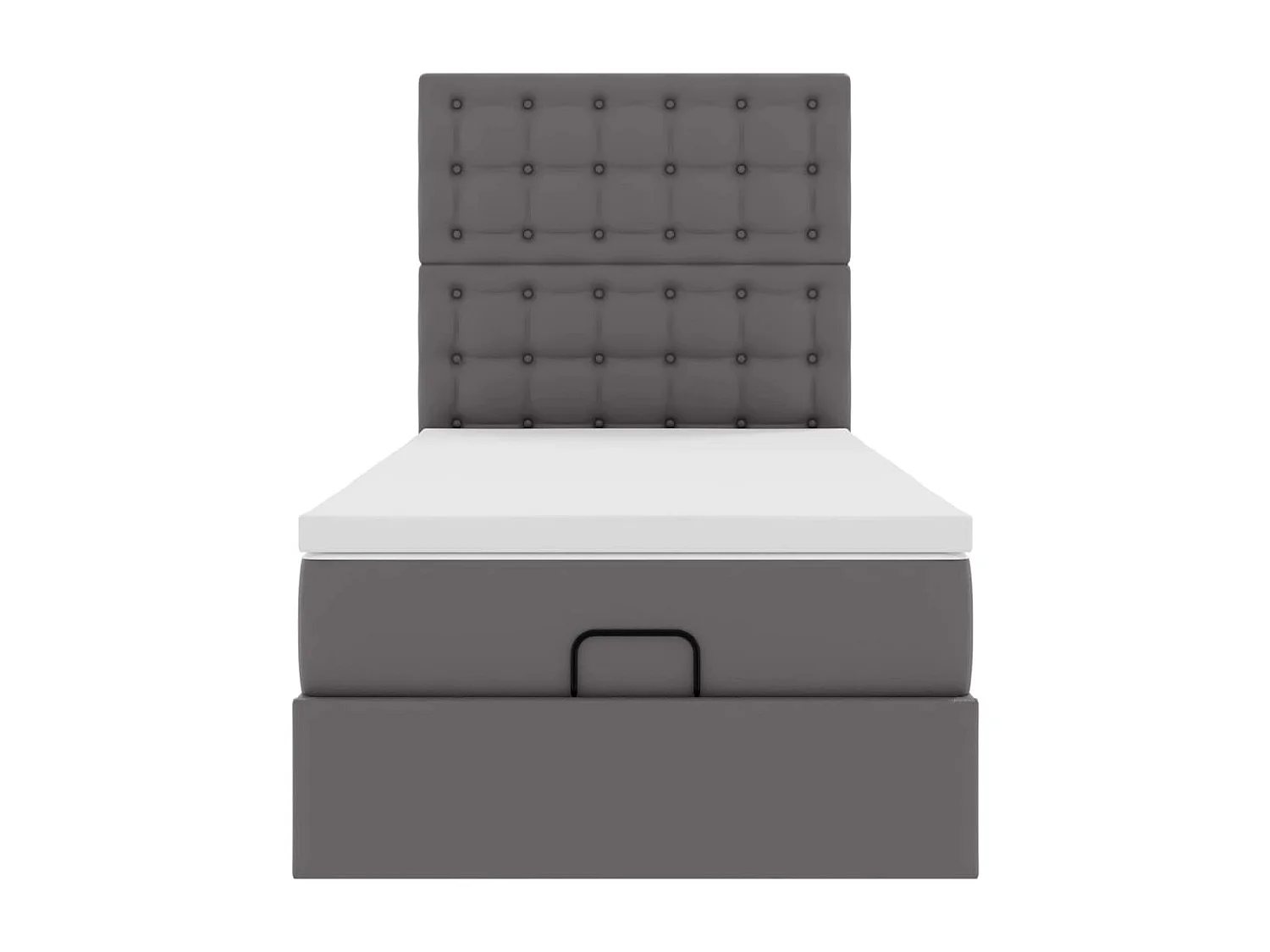 Cadre de lit ottoman avec matelas gris 90x200 cm similicuir