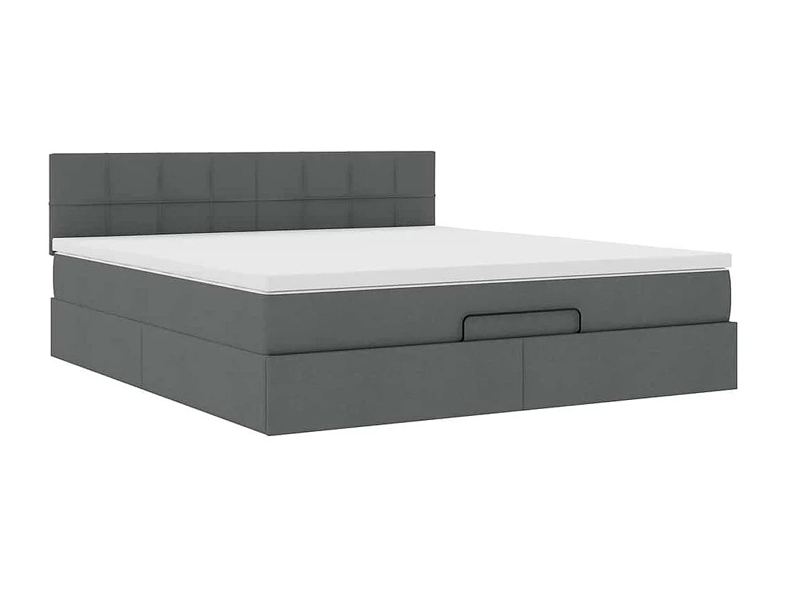 Cadre de lit ottoman avec matelas gris foncé 160x200cm tissu