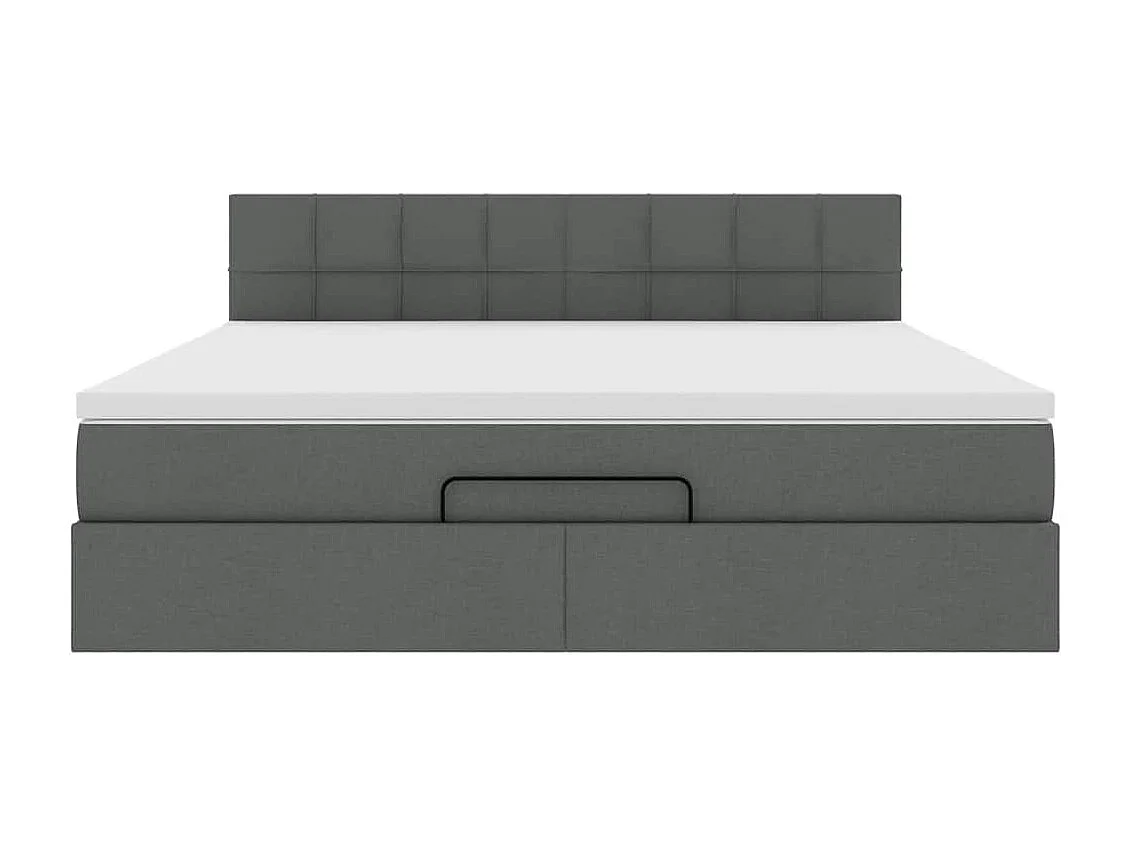 Cadre de lit ottoman avec matelas gris foncé 160x200cm tissu