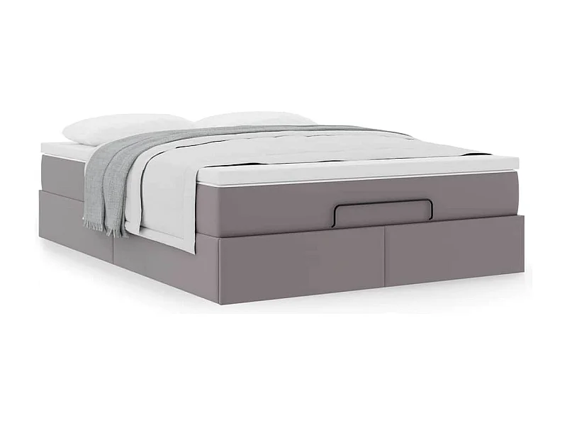 Cadre de lit ottoman avec matelas gris 140x190 cm similicuir