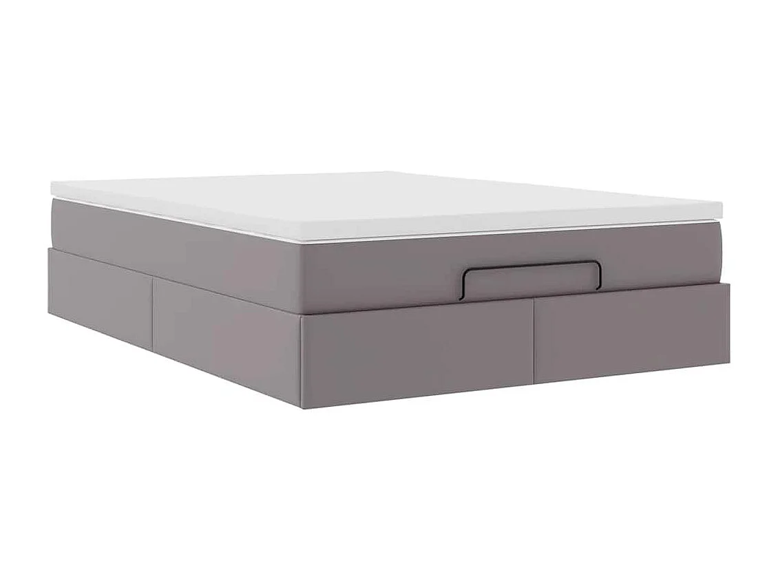 Cadre de lit ottoman avec matelas gris 140x190 cm similicuir