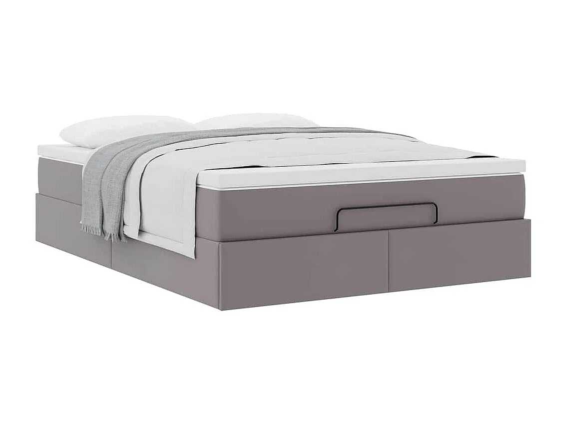 Cadre de lit ottoman avec matelas gris 140x190 cm similicuir
