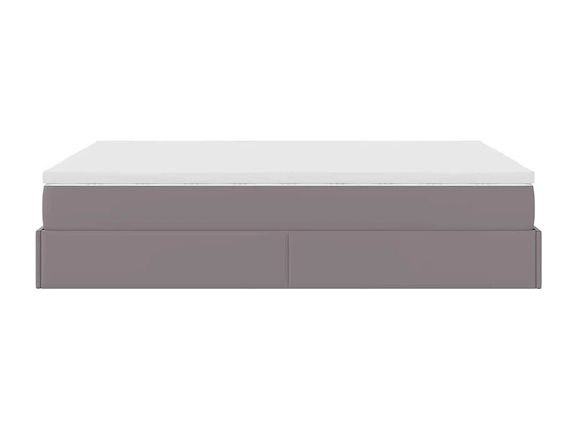 Cadre de lit ottoman avec matelas gris 140x190 cm similicuir