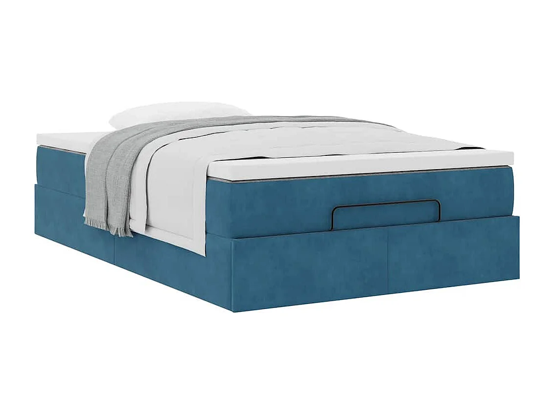 Cadre de lit ottoman avec matelas bleu foncé 120x200 cm velours