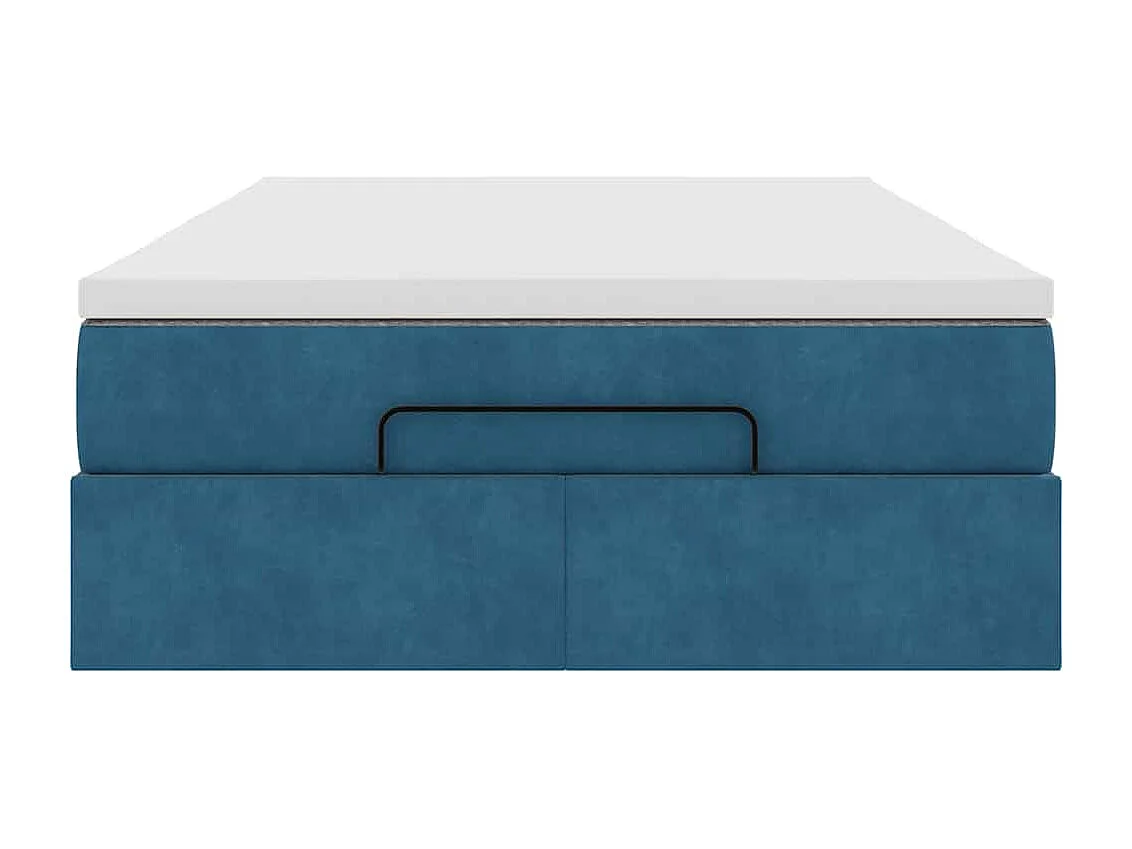Cadre de lit ottoman avec matelas bleu foncé 120x200 cm velours