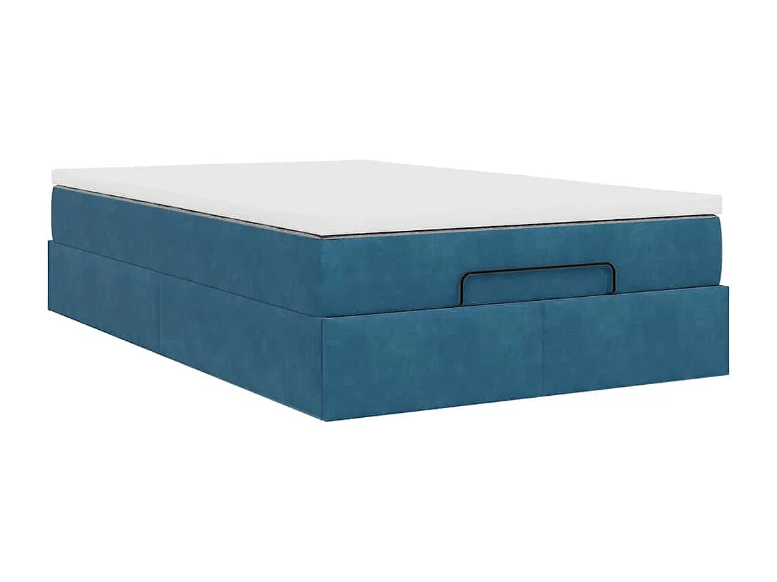 Cadre de lit ottoman avec matelas bleu foncé 120x200 cm velours