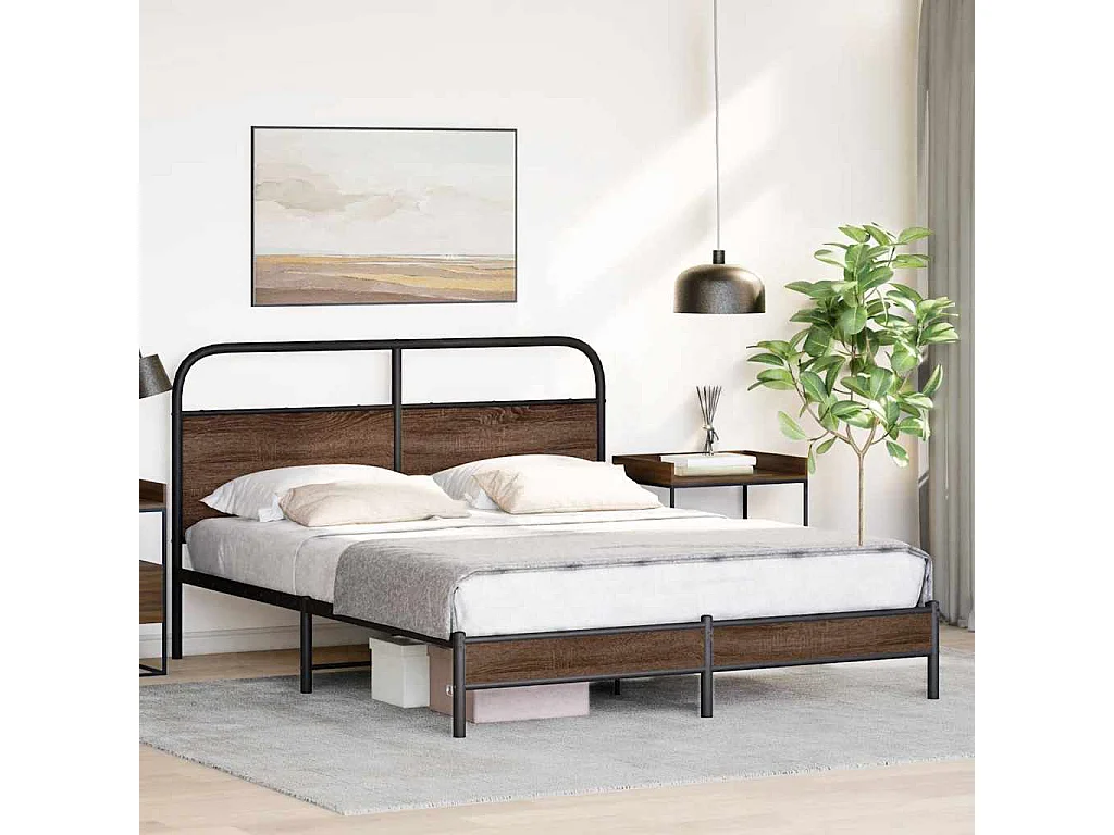 Cadre de lit sans matelas 150x200 cm chêne marron
