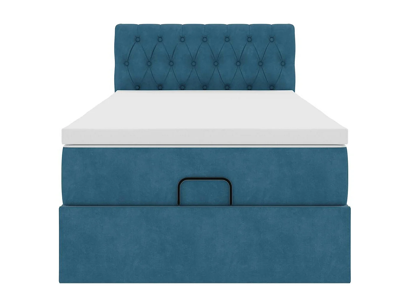 Cadre de lit ottoman avec matelas bleu foncé 80x200 cm velours