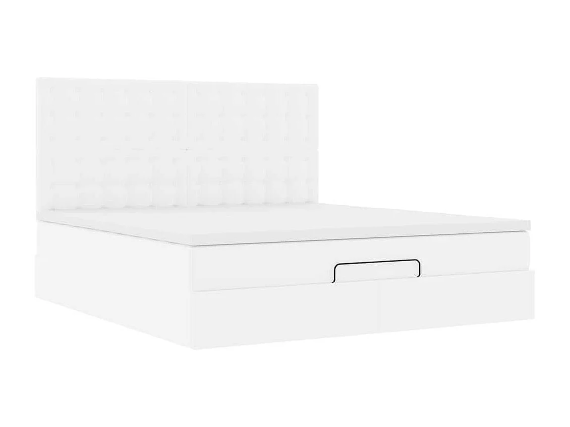 Cadre de lit ottoman avec matelas blanc 160x200 cm similicuir