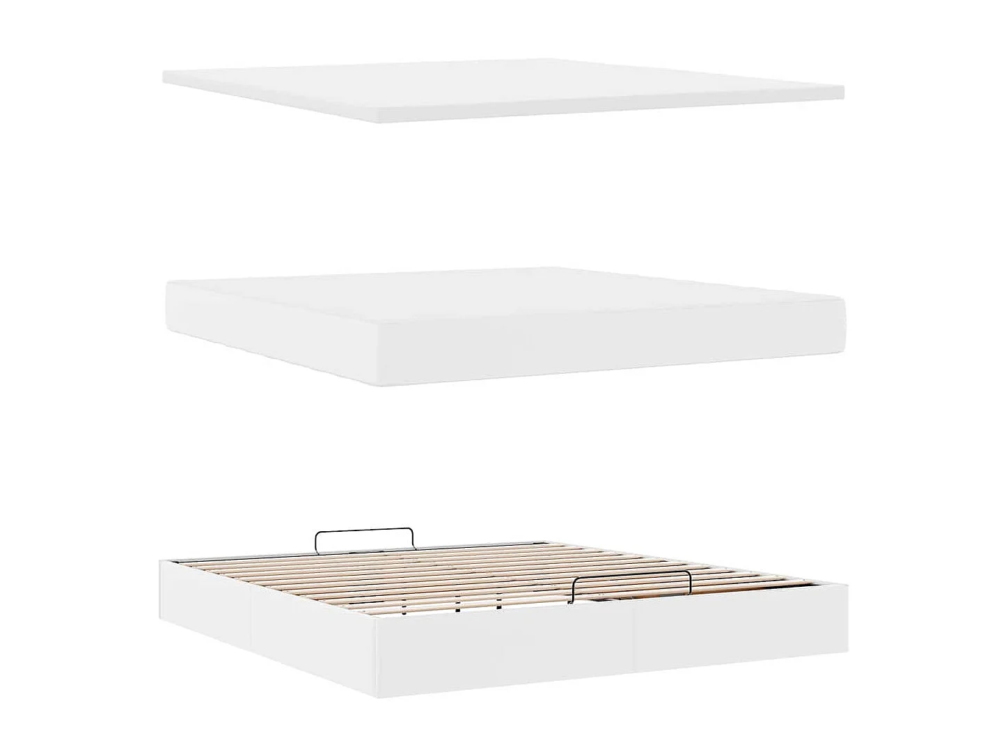 Cadre de lit ottoman avec matelas blanc 160x200 cm similicuir