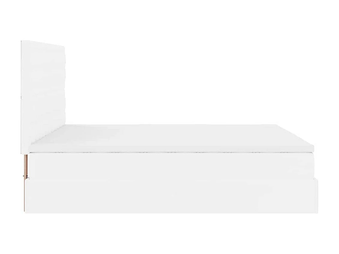 Cadre de lit ottoman avec matelas blanc 160x200 cm similicuir