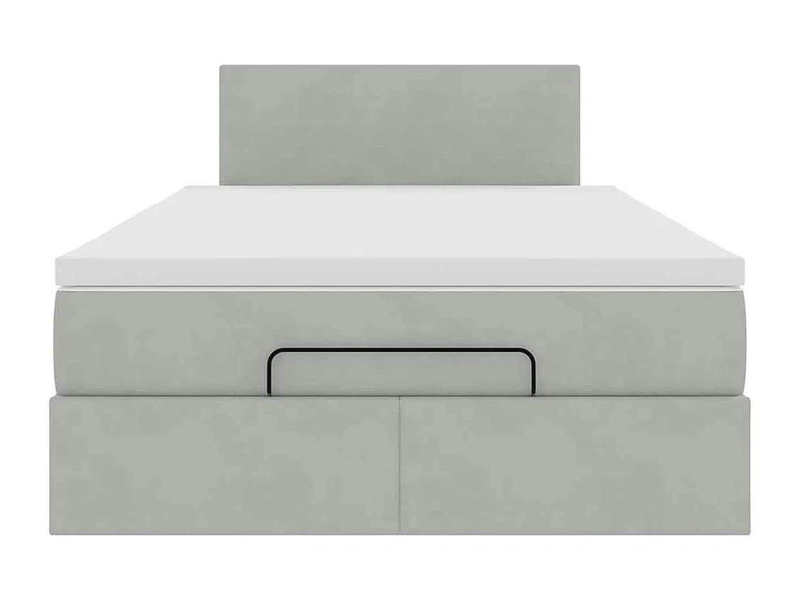 Estrutura de cama otomana com colchão cinza claro Veludo