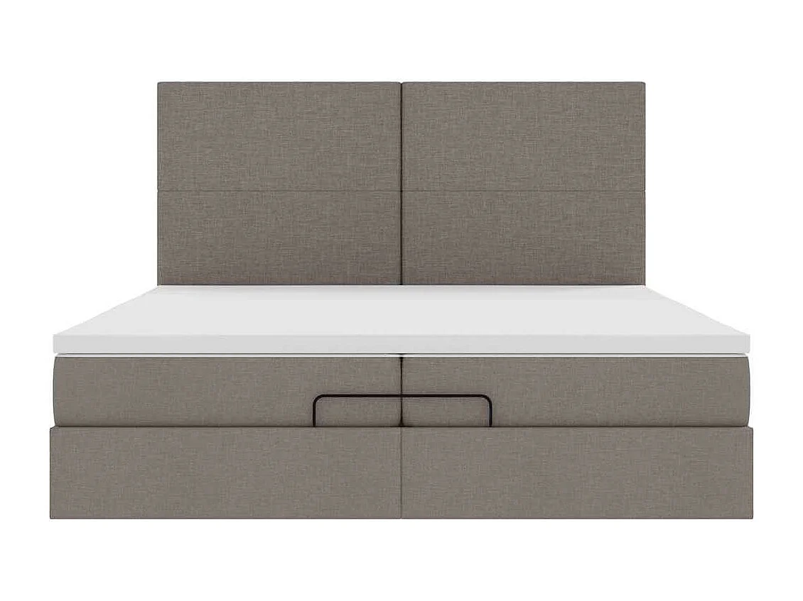 Cadre de lit ottoman avec matelas taupe 200x200cm tissu
