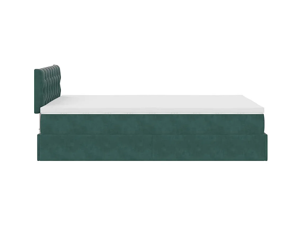 Estrutura de cama otomana com colchão verde escuro veludo