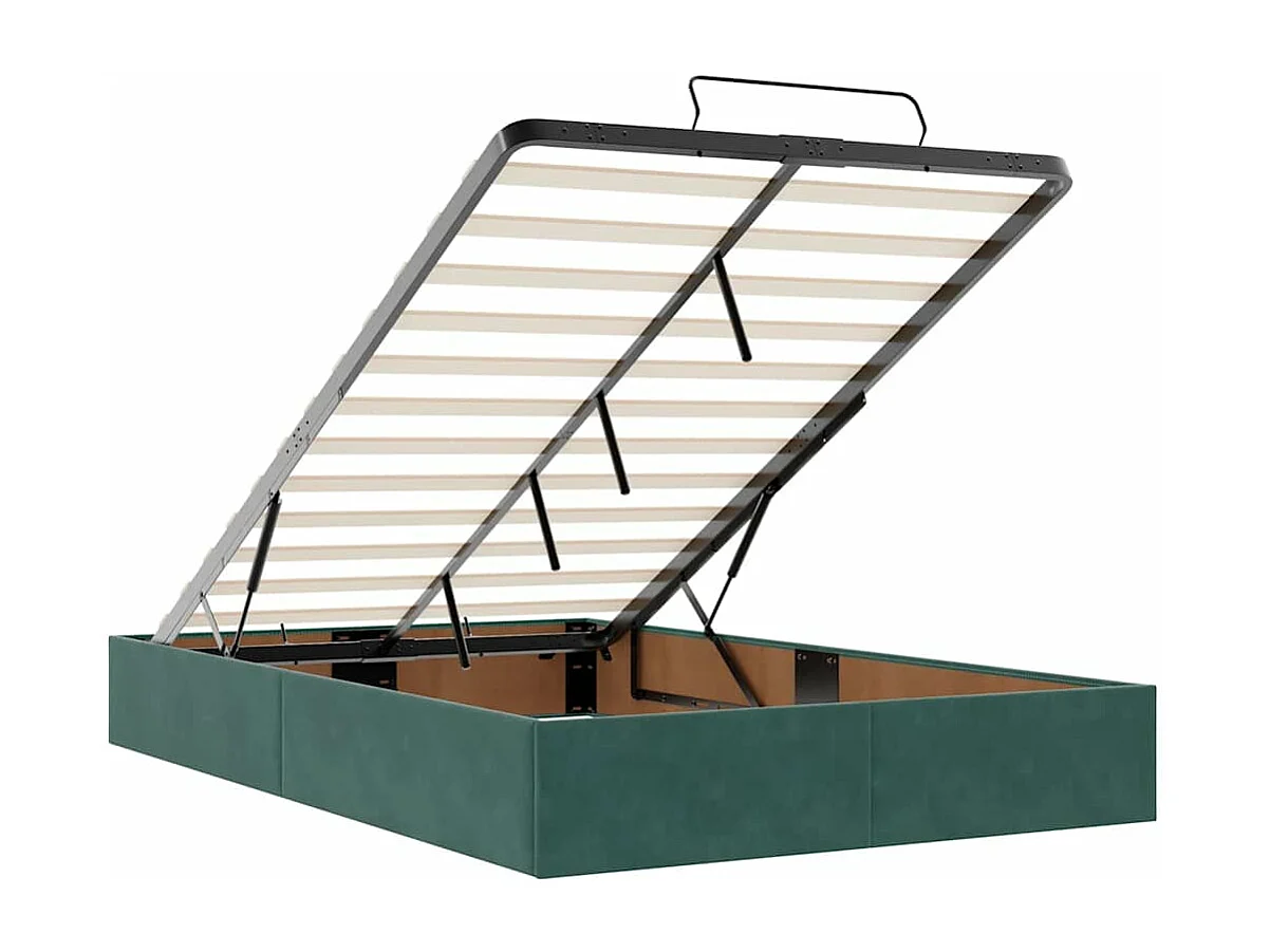 Cadre de lit ottoman avec matelas vert foncé 120x200 cm velours