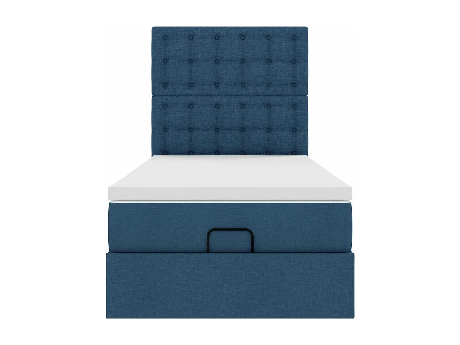 Cadre de lit ottoman avec matelas bleu 90x190 cm tissu