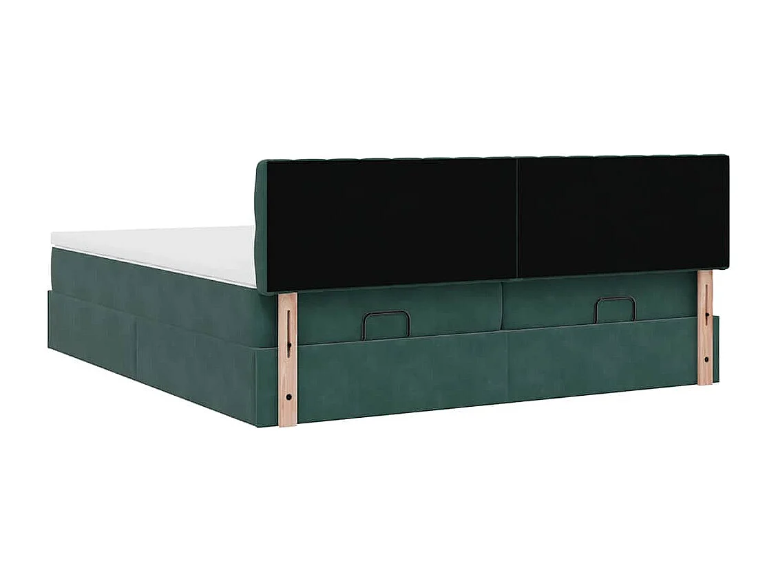 Cadre de lit ottoman avec matelas vert foncé 180x200cm velours