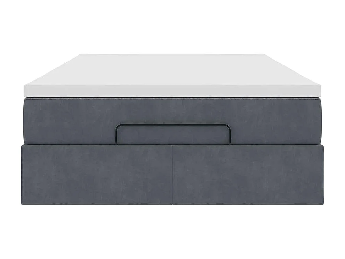 Cadre de lit ottoman avec matelas gris foncé 120x190 cm velours