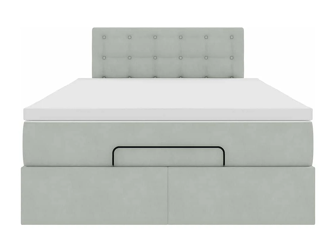 Estructura cama otomana colchón terciopelo gris claro 120x200cm