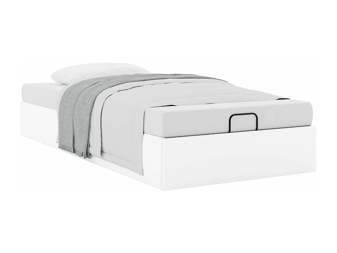 Cadre de lit ottoman sans matelas blanc 100x200 cm similicuir