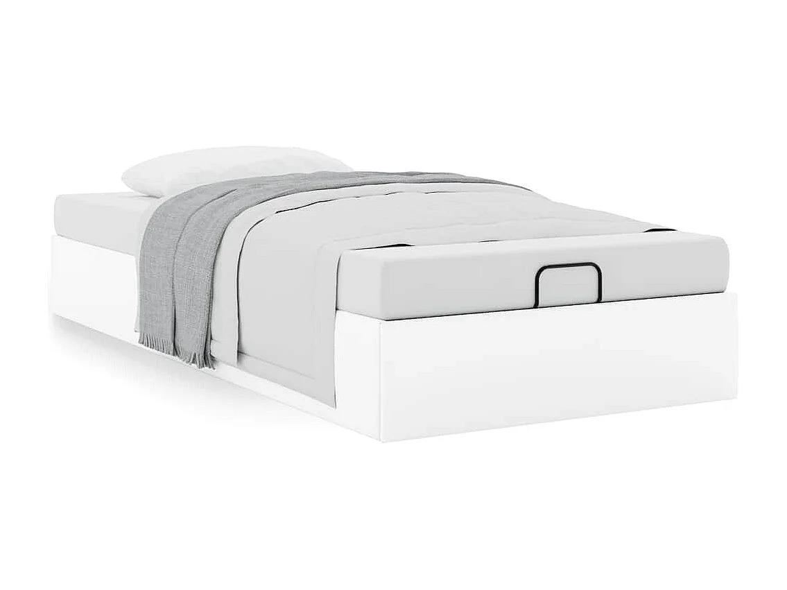 Cadre de lit ottoman sans matelas blanc 100x200 cm similicuir