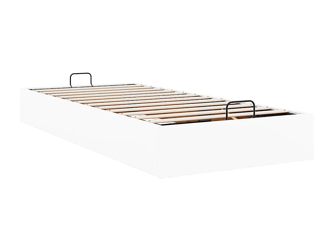 Cadre de lit ottoman sans matelas blanc 100x200 cm similicuir