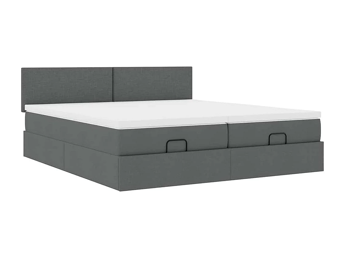 Cadre de lit ottoman avec matelas gris foncé 160x200cm tissu