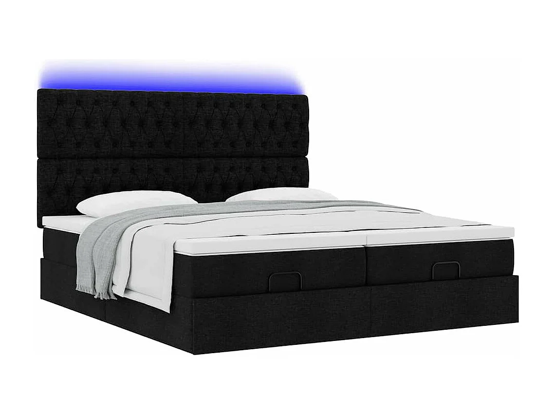 Cadre de lit ottoman avec matelas noir 160x200 cm tissu