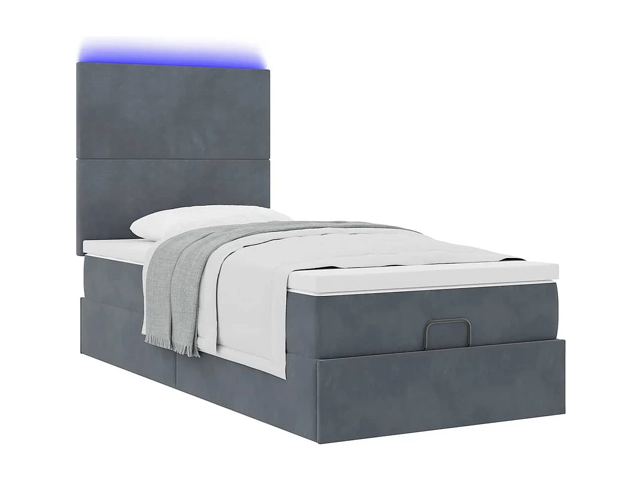Cadre de lit ottoman avec matelas gris foncé 80x200 cm velours