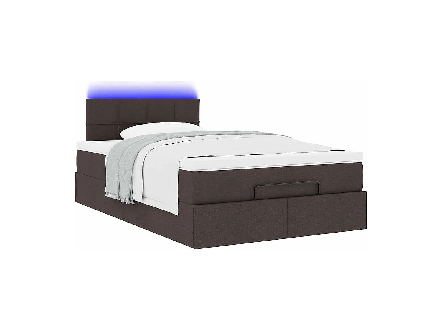 Cadre de lit ottoman avec matelas marron foncé 120x190 cm tissu